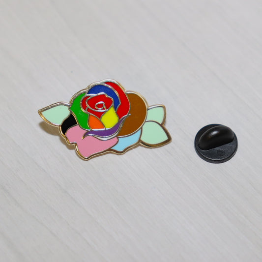 Rainbow Rose Progress Flag Enamel Pin