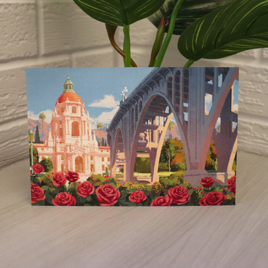Pasadena City Hall and Bridge Postcard