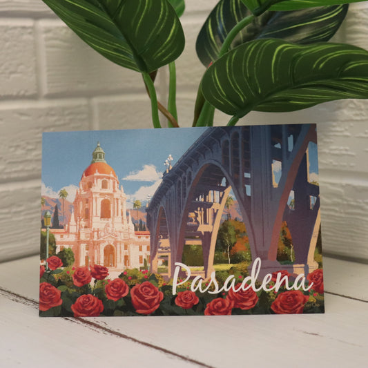 Pasadena City Hall and Bridge Postcard